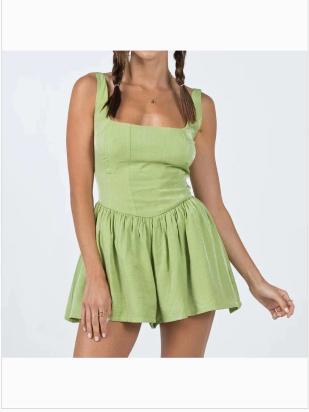 Princess Polly Judson Mini Romper Avocado Green Women's US 12 EUC Summer Pockets